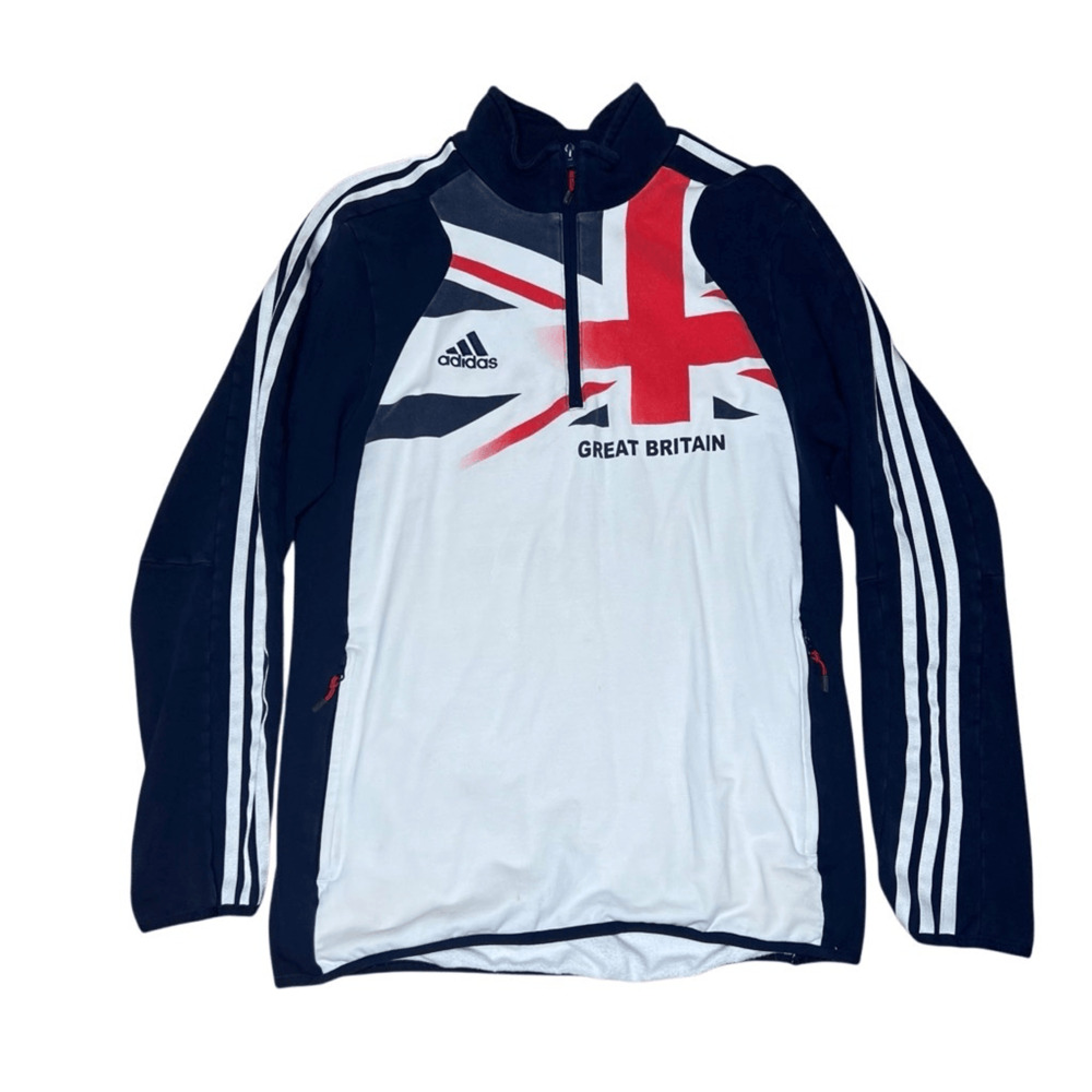 Y2K Vintage Adidas Great Britain England Pullover Olympics 1/2 Zip Small Medium